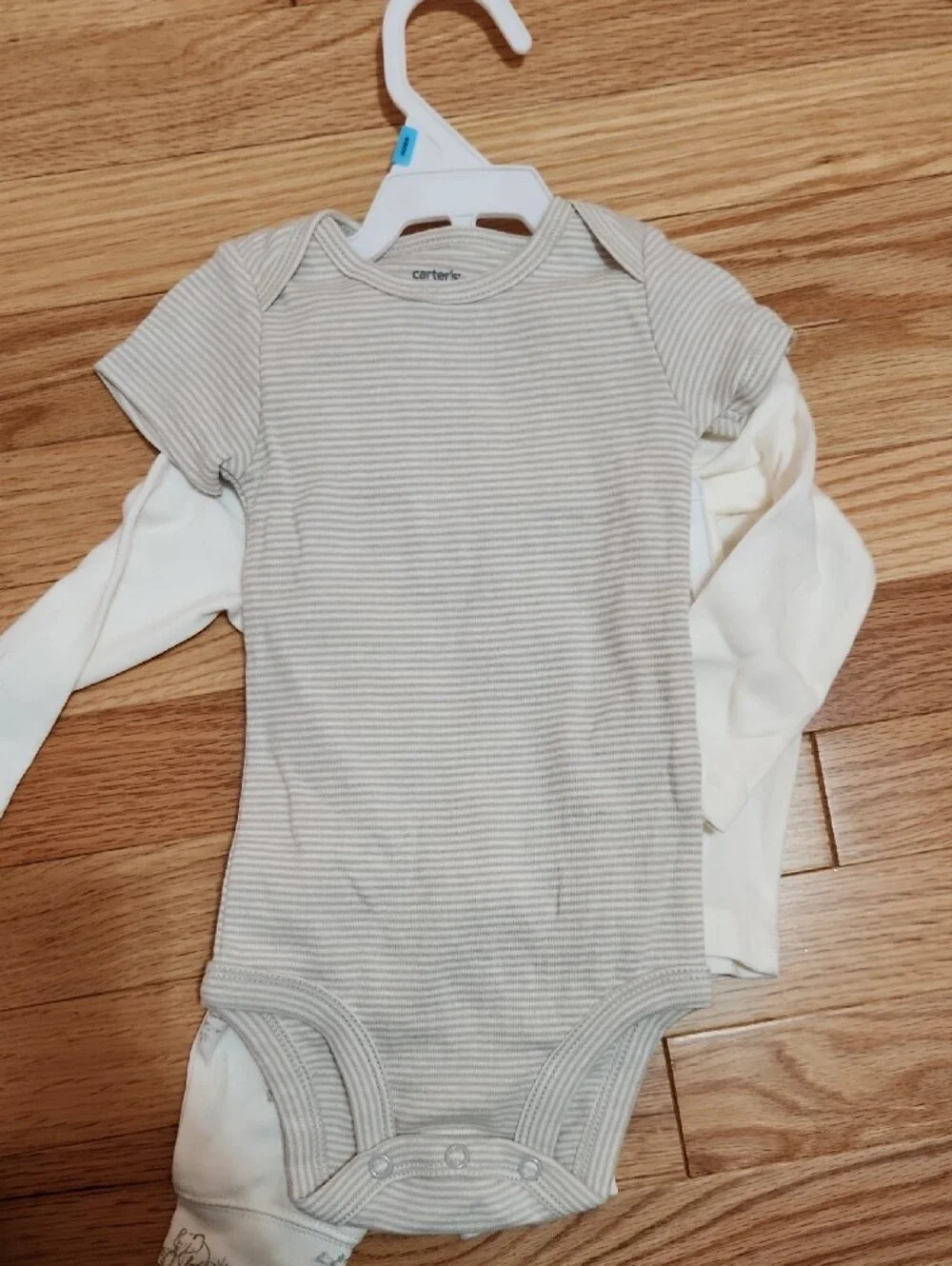 Carters Cream Hooded Baby Set with Elephant Embroidery